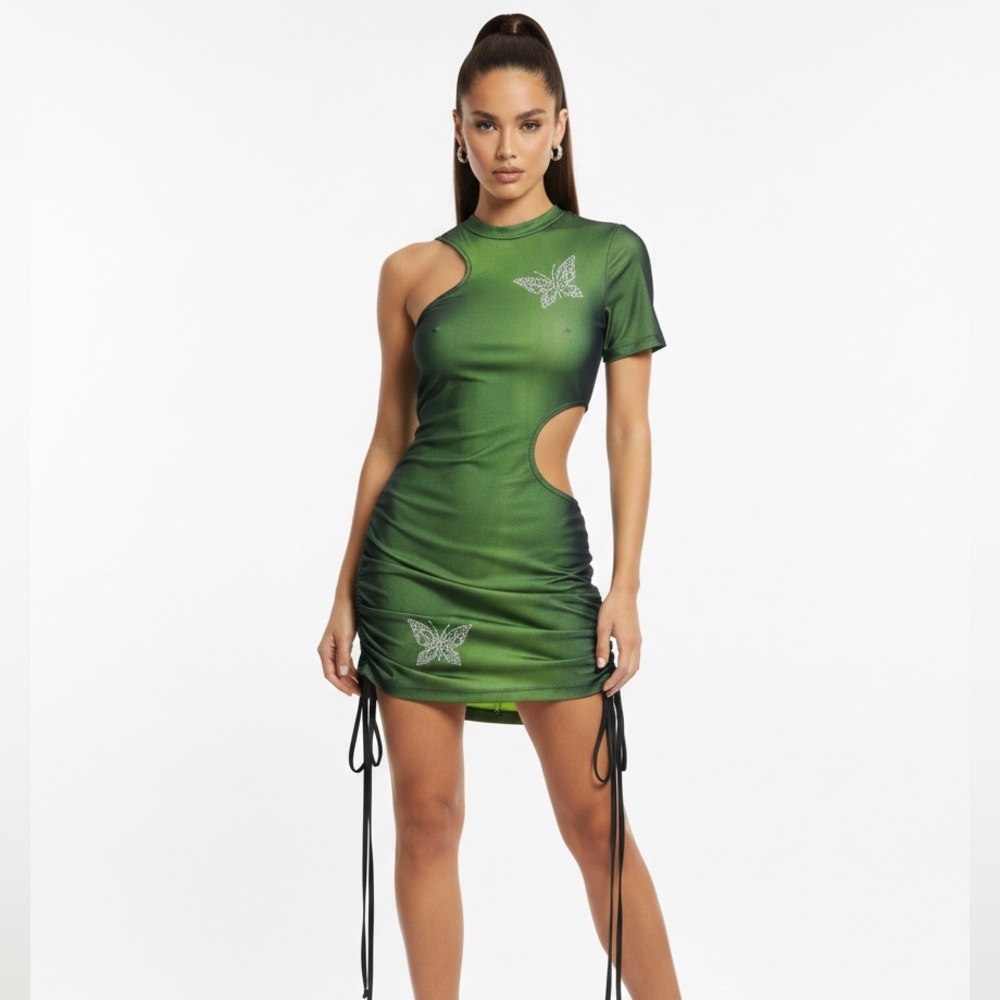 Ombre Butterfly Dress Rhinestone Butterfly Mesh Y2K Whimsigoth Cutout size Small